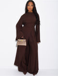Ensemble effet lin pantalon large et tunique à boutons style asiatique