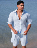 Ensemble en lin short et chemise manches courtes