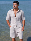 Ensemble en lin short et chemise manches courtes