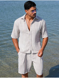 Ensemble en lin short et chemise manches courtes