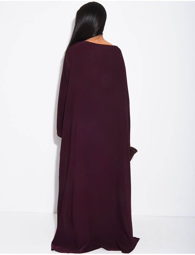 Ensemble en satin pantalon et top froncé avec cape