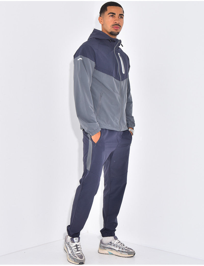 Ensemble fin bi-color pantalon et veste à capuche
