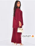 Ensemble pantalon droit et blouse col v en tissu fluide