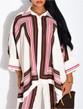 Ensemble fluide pantalon et chemise à motifs