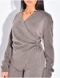 Ensemble gilet avec broche et pantalon large