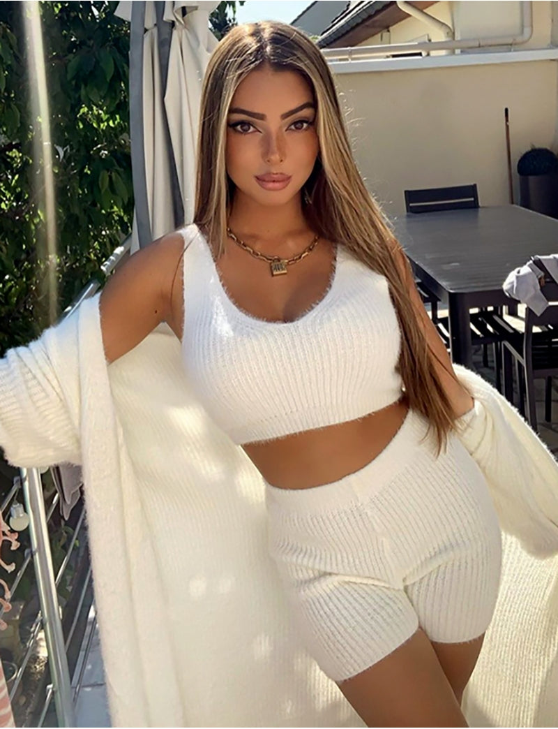 Ensemble gilet short et brassière tout doux