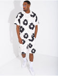 Ensemble homme short et t-shirt a fleurs