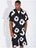 Ensemble homme short et t-shirt a fleurs