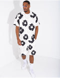 Ensemble homme short et t-shirt a fleurs