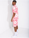 Ensemble homme short et t-shirt a fleurs