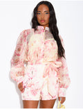 Ensemble chemise et short assorti à motif floral