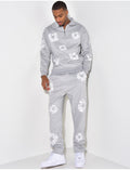 Ensemble jogging et sweat à zip motifs fleurs