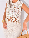 Ensemble top et jupe en crochet à franges