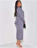 Ensemble blazer cintré et jupe longue