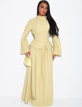 Ensemble jupe longue bouffante et top boutonné à cintrer