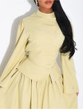 Ensemble jupe longue bouffante et top boutonné à cintrer