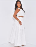 Ensemble jupe longue et crop top à broderies