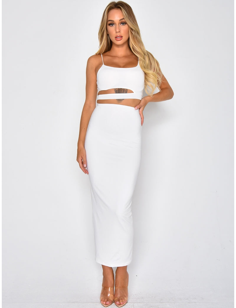 Ensemble jupe longue et crop-top ajouré