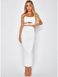 Ensemble jupe longue et crop-top ajouré