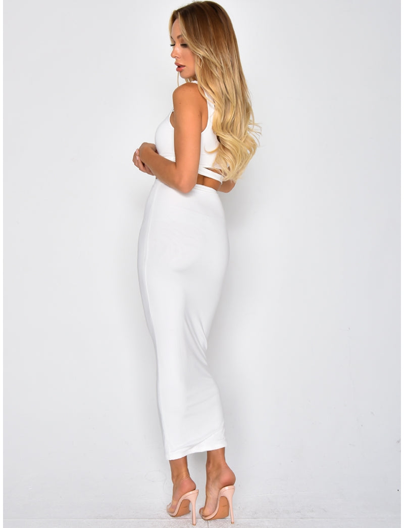 Ensemble jupe longue et crop-top ajouré