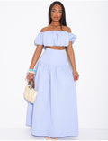 Ensemble jupe longue et crop top bouffant en coton