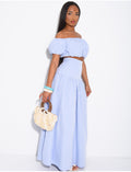 Ensemble jupe longue et crop top bouffant en coton