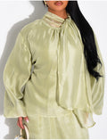 Ensemble jupe longue et top manches longues en organza doublé