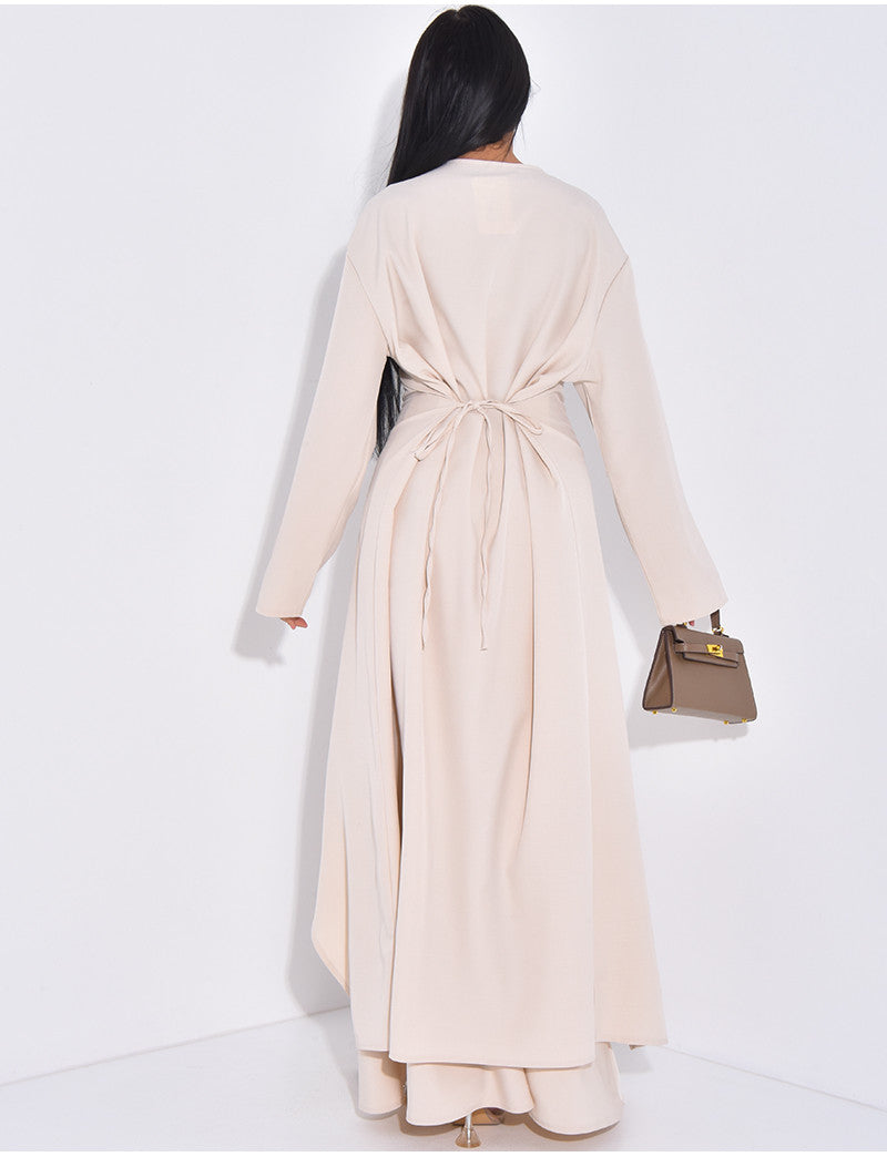 Ensemble tunique boutonnée à nouer et jupe longue