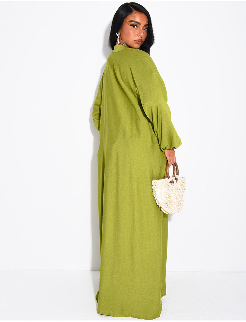 Ensemble kimono long et jupe à nouer