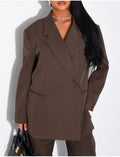 Ensemble premium blazer oversize à fentes et pantalon de tailleur droit