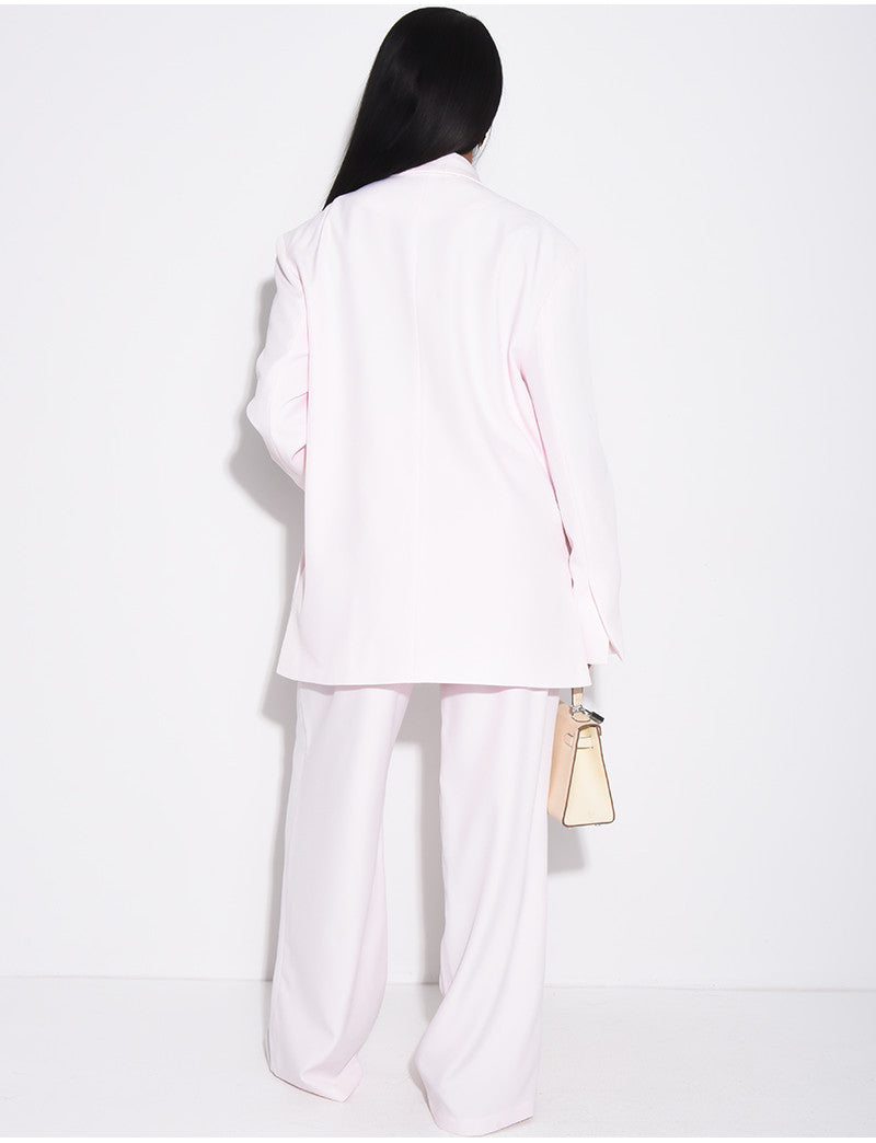 Ensemble premium blazer oversize à fentes et pantalon de tailleur droit