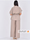 Ensemble pantalon droit et chemise manches courtes cintrée à la taille