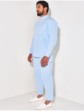 Ensemble pantalon et chemise à col rond texturé