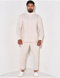 Ensemble pantalon et chemise à col rond texturé