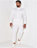 Ensemble pantalon et chemise à col rond texturé