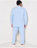 Ensemble pantalon et chemise à col rond texturé