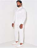 Ensemble pantalon et chemise à col rond texturé
