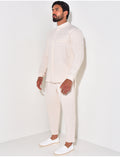 Ensemble pantalon et chemise à col rond texturé