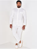 Ensemble pantalon et chemise à col rond texturé