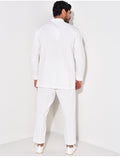 Ensemble pantalon et chemise à col rond texturé