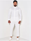 Ensemble pantalon et chemise à col rond texturé