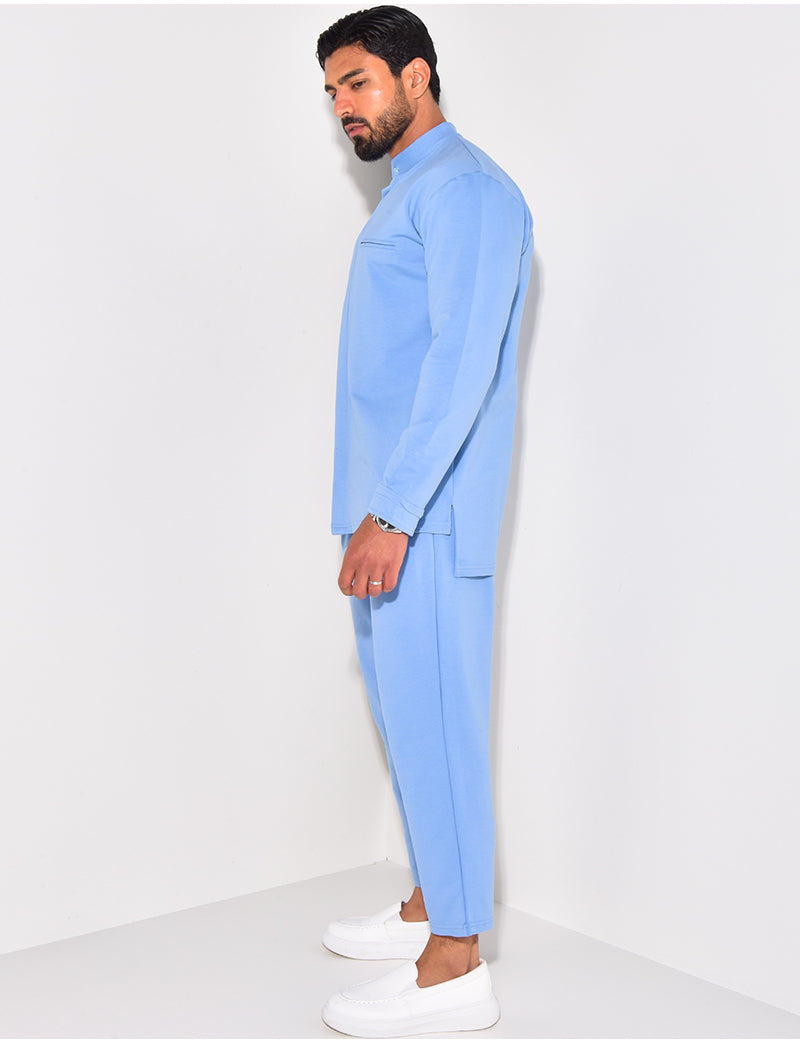 Ensemble pantalon et chemise à col rond