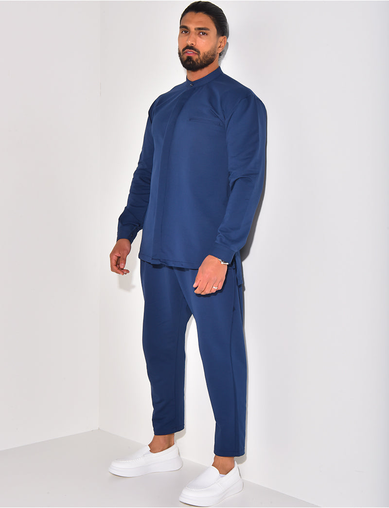 Ensemble pantalon et chemise à col rond