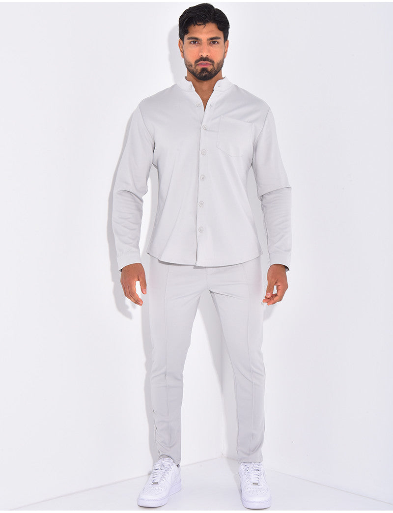 Ensemble pantalon et chemise à col rond