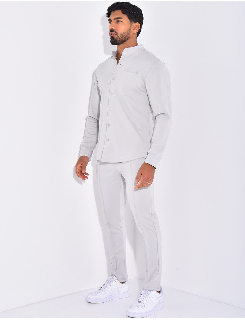 Ensemble pantalon et chemise à col rond