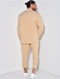 Ensemble pantalon et chemise à col rond