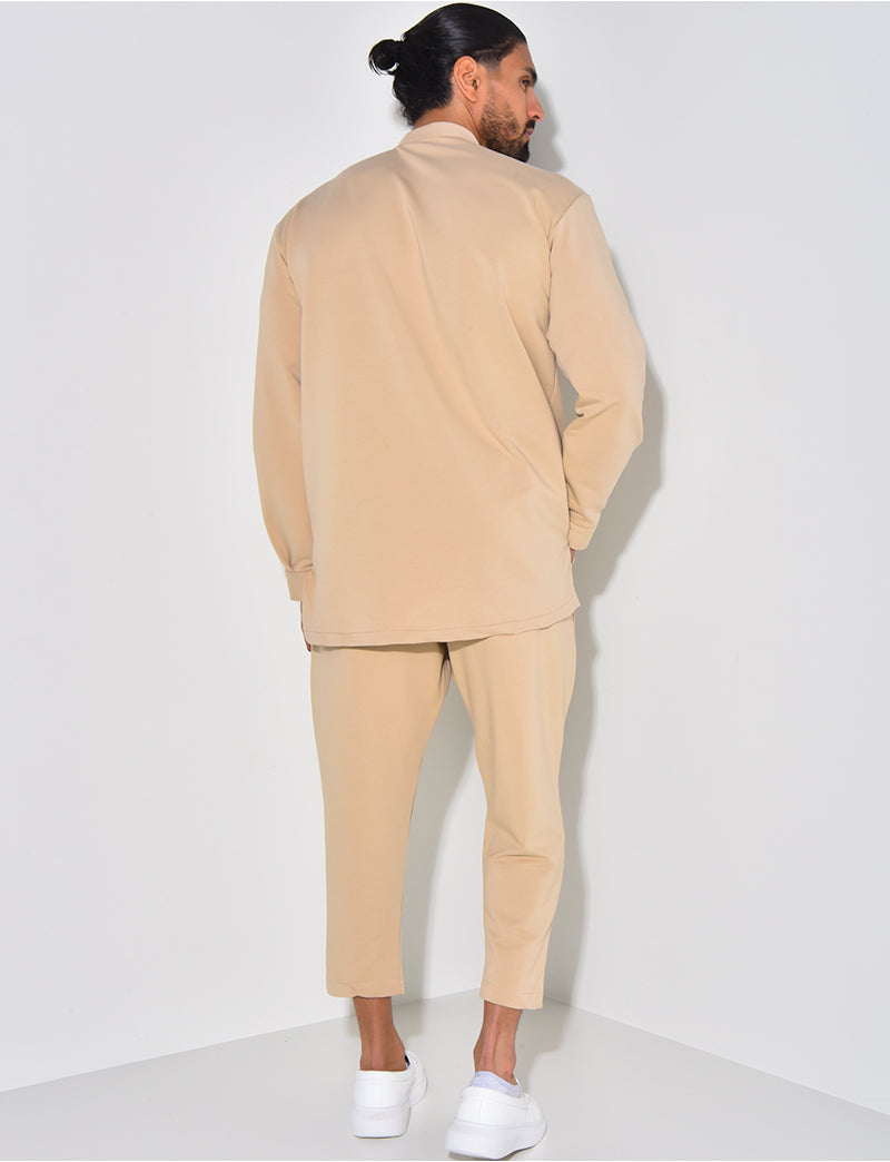 Ensemble pantalon et chemise à col rond