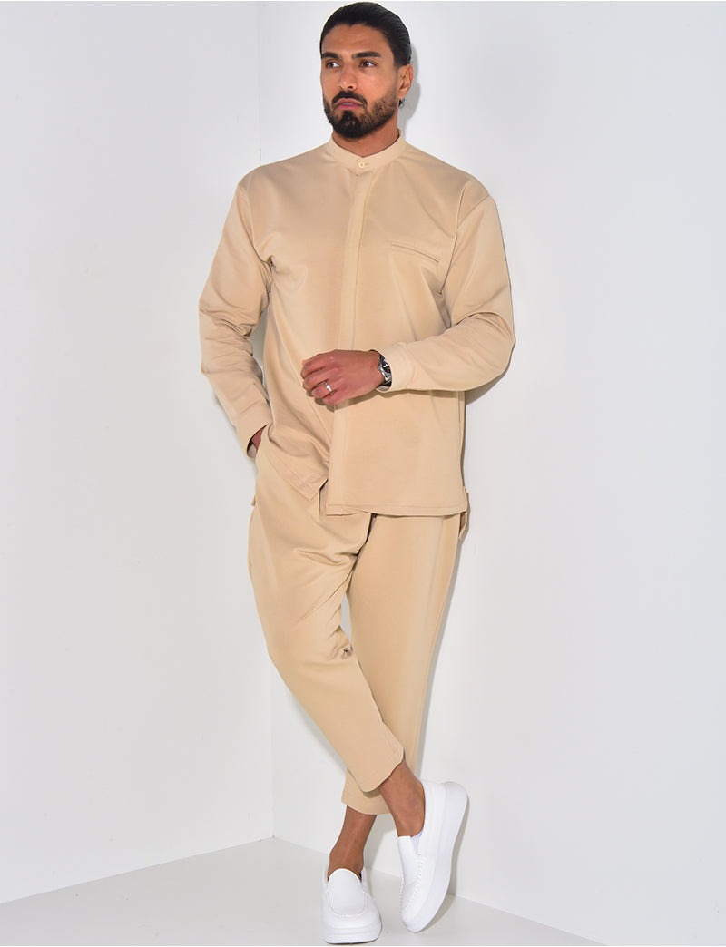 Ensemble pantalon et chemise à col rond