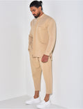 Ensemble pantalon et chemise à col rond