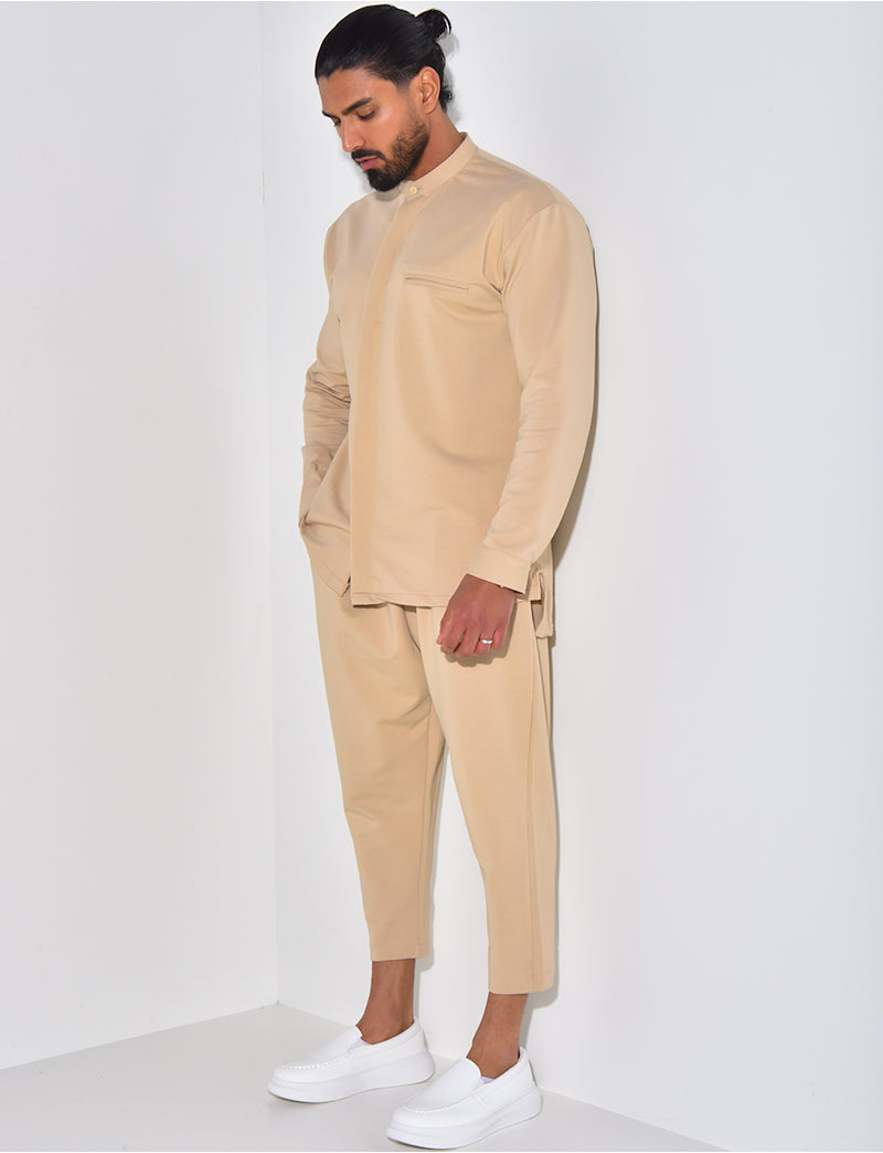 Ensemble pantalon et chemise à col rond